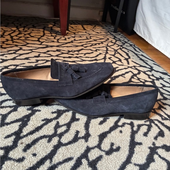 Reiss Dark Suede Navy Tassel Loafers - Picture 6 of 8
